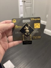 Disney Parks Mickey Mouse VISA Rewards Card Member 2026 Pin Dangle Black Sparkle