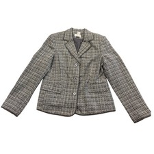 Jaclyn Smith Gray Tweed Textured 3-Button Blazer Jacket 10 Lined Professional