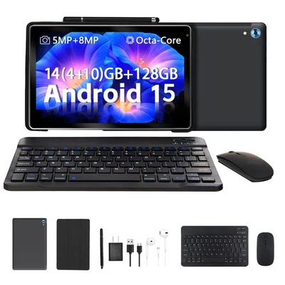 KOTSREN Tablet Android 14 Tablet 10,1 Zoll 14GB RAM 128GB ROM 5000mAh Bluetooth WiFi 6
