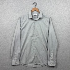 Versace Collection Dress Shirt Mens 41 16 Gray Pinstriped Medusa Button Up