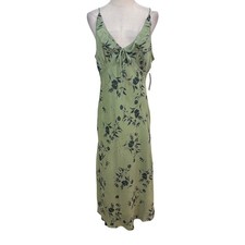 NWT Kirious Floral Slip Dress XL Green Ruffle Tie  Midi Coquette Fairy grunge