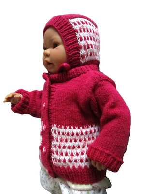 Babyset 2-tlg. Jäckchen+ Mütze fuchsia gemustert weiß Gr. 50/Frühchen Reborn