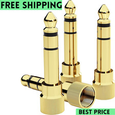 5Pcs Gold Plated Stereo Phone Screw-On Adapter 6.35Mm 1/4 Inch Male to 3.5Mm 
