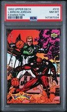 1992 UD FANIMATION #510 LARRY BIRD/MICHAEL JORDAN PSA 8