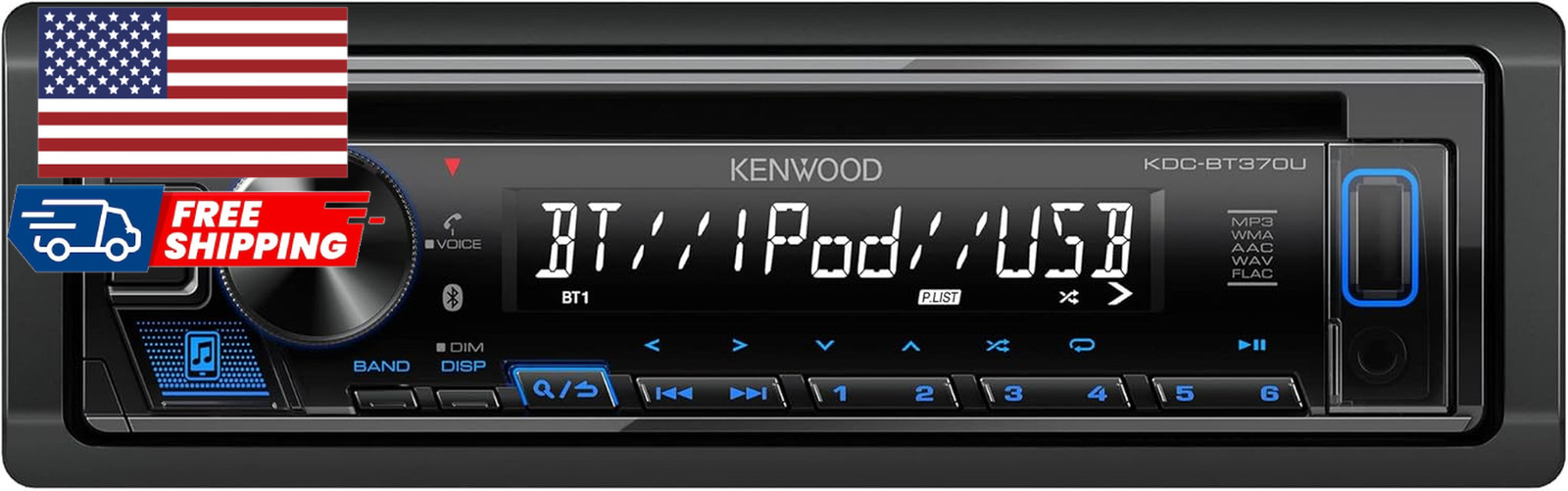 KENWOOD KDC-BT370U CD Car Stereo with Bluetooth AM/FM Radio Front High Power