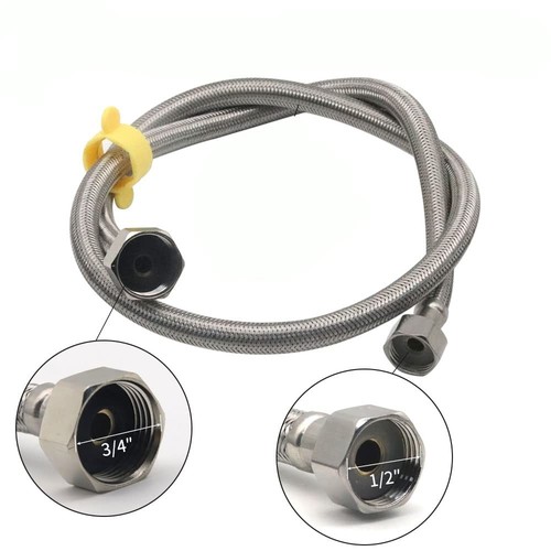 3.28ft 304 Stainless Steel Braided Water Hose, Metal Water Hoses for Automati...