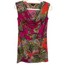 Jessica Pink and Orange Paisley Print Dress Size 0 Vacation Summer Resortwear