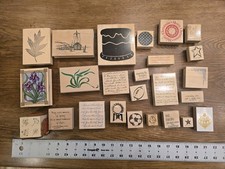 Wooden Rubber Stamps Used Mixed Lot Of 25