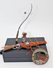 Lot of 3 Assorted Various Christmas Ornaments Hunting Fishing Alaska Bear Nature