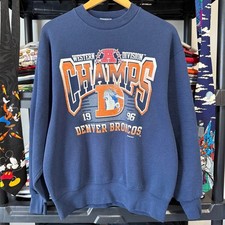 90s NFL Denver Broncos Western Division Champs Crewneck Sweatshirt VK15760