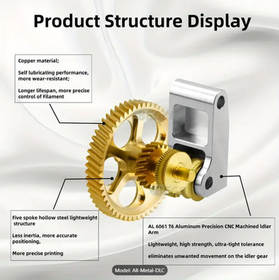 Bambu Lab kompatibel gehärteter Stahl Extruder Getriebe Baugruppe für P1 & X1 Serie
