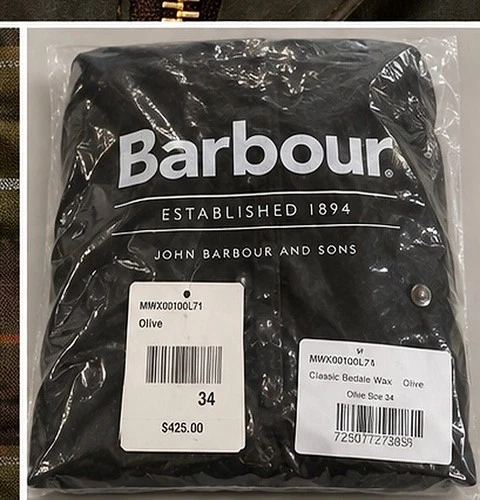 Barbour Classic Bedale Waxed Cotton Jacket Olive Lined Men's Size 34 image 8