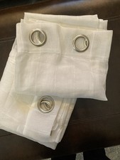 2 Panels White Sheer Light Filtering Linen Texture Grommet Window Curtains