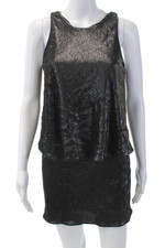 Halston Heritage Womens Sleeveless Sequin Blouson Dress Black Size 2