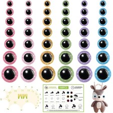Upgraded Glitter Safety Eyes 168Pcs 12-30mm Safety Eyes for Crocheting with W...