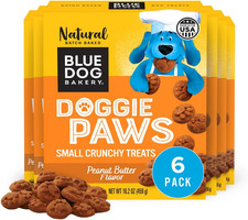 Natural Dog Treats, Doggie Paws, Peanut Butter, 16.2Oz 6 Count 