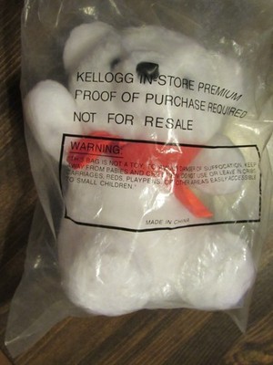 Unopened Kellogg's White Stuffed In Store Promotion Teddy Bear