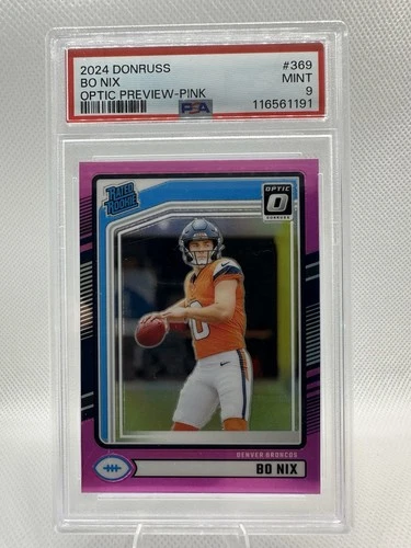 2024 Donruss Bo Nix Optic Preview Pink Rookie RC PSA 9