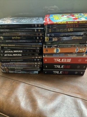 True Blood Series, Family Guy, Arrow, Spartacus, Matrix Trilogy, Star Wars DVD