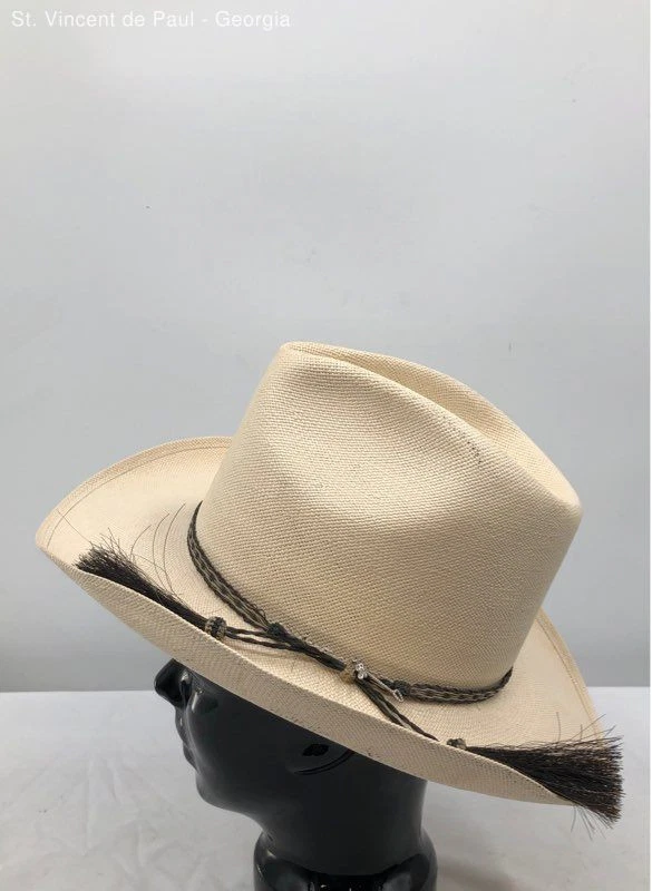 Sombrero de Vaquero Stetson Blanco Polvo de Estrellas Ala Ancha Western Hecho en EE. UU. Trenza de Pelo de Caballo 7 Foto 4 de 4