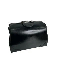 Vintage Schell Black Cowhide Leather Medical Doctor Bag Large Size - 18x10 X 12