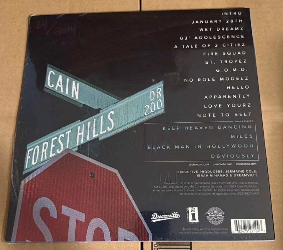 J Cole 2014 Forest Hills Drive Alternate Cover Vinyl 10 Yr Anniversary /2014 NEW - Image 2 of 2