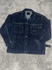 Sean John Denim Jacket Dark Wash XL Vtg 90sY2K Retro Hip Hop Baggy Button Front