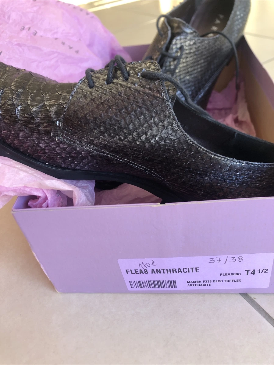 chaussures Femme Cuir 38 Anthracite Argent Imitation Croco Marque Parall le