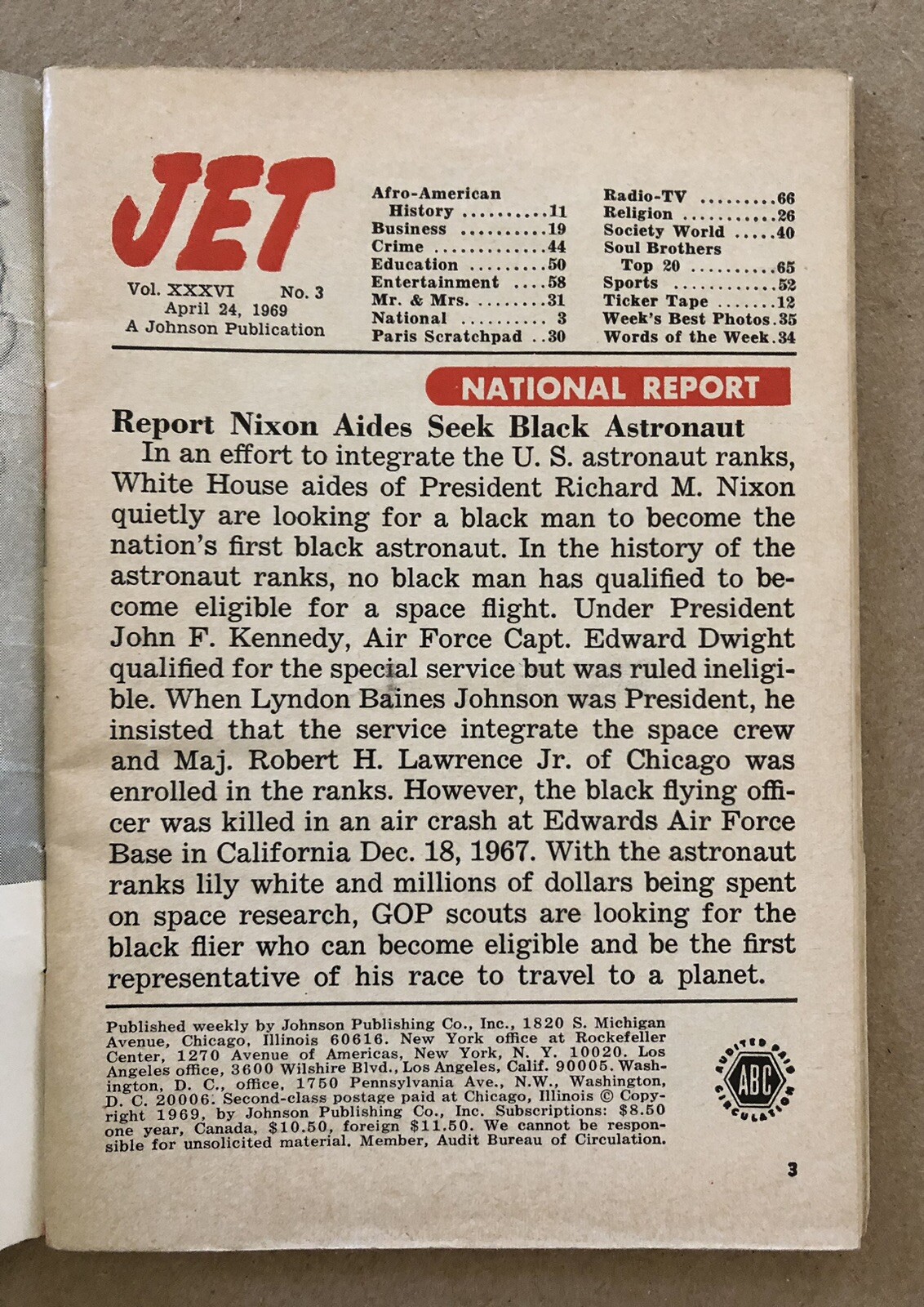 Jet Magazine, April 24, 1969 (Sammy Davis)