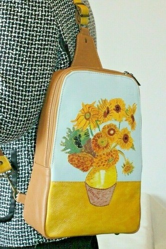 Van GOGH Lederrucksack Sonnenblumen Rucksack leder Italienische Handgefertigt - Bild 6 von 10