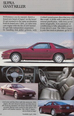 TOYOTA MR2 W2 Arrow Celica GT-S Supra Giant Killer Prospekt Brochure USA 1986 Z