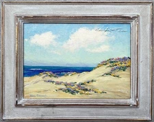 1940s Flowering Beach Dunes oil by LAGUNA BEACH CaLiFoRnia Artist JOANE CROMWELL