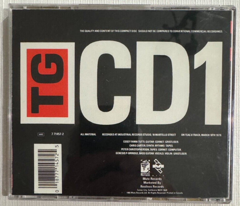 Throbbing Gristle – CD1 New CD USA 1986 18777145725| eBay