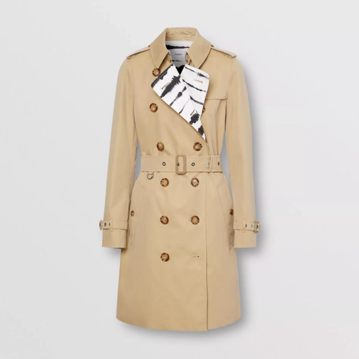 Burberry — $4350 Authenti BURBERRY Watercolour Print Lined Trench Coat Womens AU6/US4 Honey