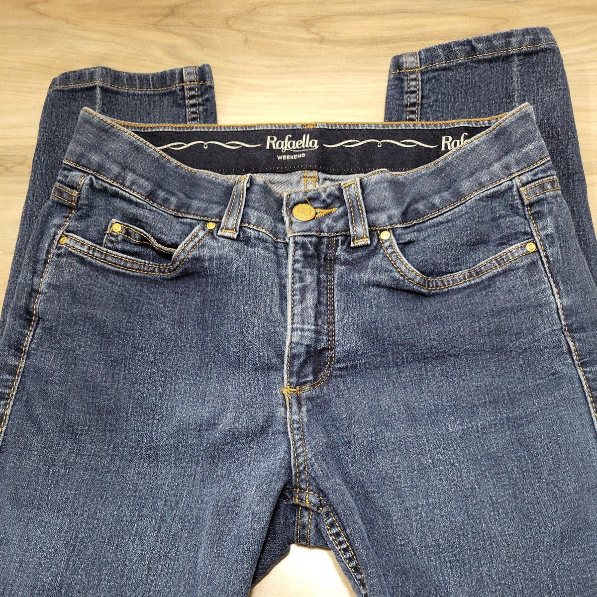 Rafaella Weekend Stretch Womens Blue Denim Jeans Straight Leg Tag 4 size  28x27.5 | eBay