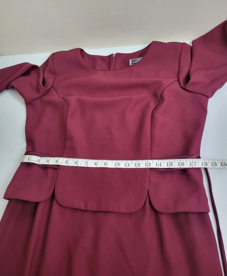 Vestido informal formal de negocios manga larga borgoña Leslie Belle de colección para mujer talla 14 Foto 4 de 4