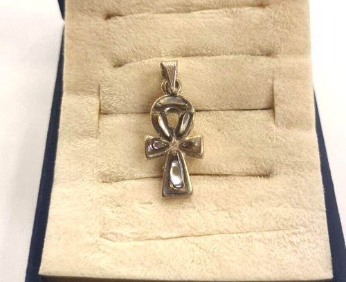 Ciondolo chiave della vita Ankh in lega d'argento artigianale con pietre, 4,31 g - Foto 5 di 12