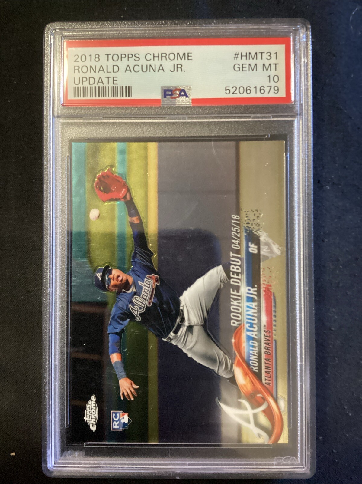 2018 Topps Chrome Update Ronald Acuna Jr. #HMT31 Rookie PSA 10                 A