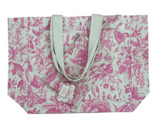 NWT Eco-Friendly Pink  White Reusable Floral Canvas Tote 16  x 16  x 6" w/purse
