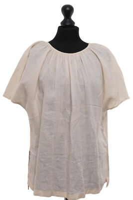 Drykorn Kurzarm Tunika Bluse Lani S (2) beige Rundhals Regular Leinen B-Ware