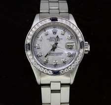 Rolex Ladies Datejust Oyster Perpetual Steel Diamond Dial Bezel Sapphire Watch 2