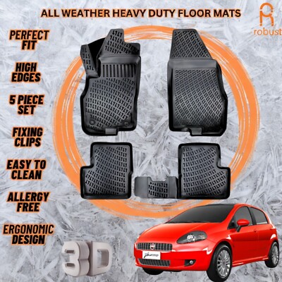 3D Car Floor Mats Liners For Fiat Punto Grande 2005-2010 All Weather Heavy Duty