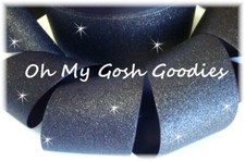3" SUPER SPARKLE BLACK GLITTER SOLID GROSGRAIN CHEER CHEERLEADER TIK TOK RIBBON