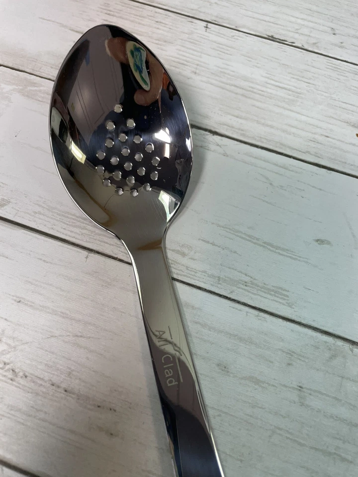 Cuchara ranurada de 13" de acero inoxidable totalmente revestida, plateada, NUEVA Foto 2 de 2