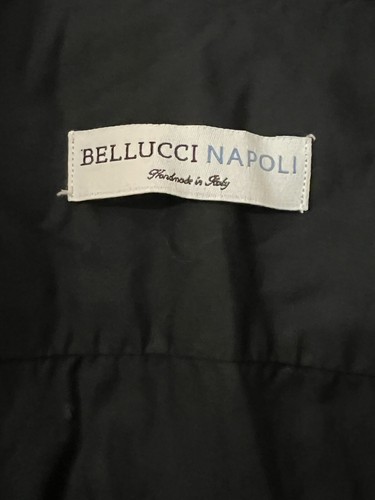 Bellucci Napoli Black Dress Shirt 16.5 34/35 Handmade Italy Spread Collar Formal - Picture 5 of 11