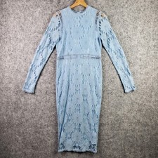 Pretty Little Thing Womens Dress Size 6 Blue Lace Sleeves Formal Wedding 1600