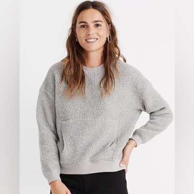 Madewell Polartec® Fleece Crewneck Sweatshirt in Gray Size Small