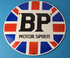 Vintage British Petroleum Sign - UK BP Motor Spirit Gas Pump Porcelain Sign
