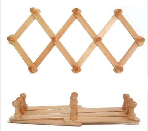 10 Peg Wooden hanger Expandable Wooden Coat Rack Hat Closet Hook Expanding  Fold