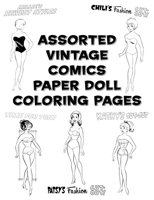 ASSORTED VINTAGE COMICS PAPER DOLL COLORING PAGES - LOOSE PAGES AND BOOKLET